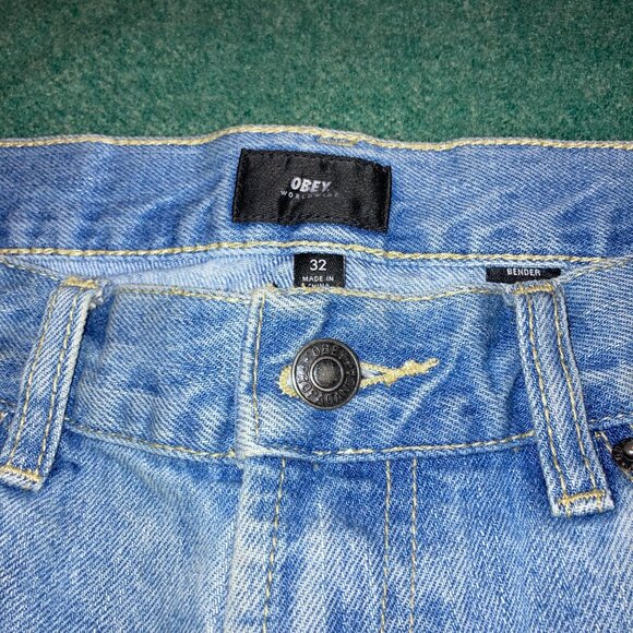 Obey Men's Light Blue Relaxed Denim Jeans Size 34X28 - Picture 5 of 5